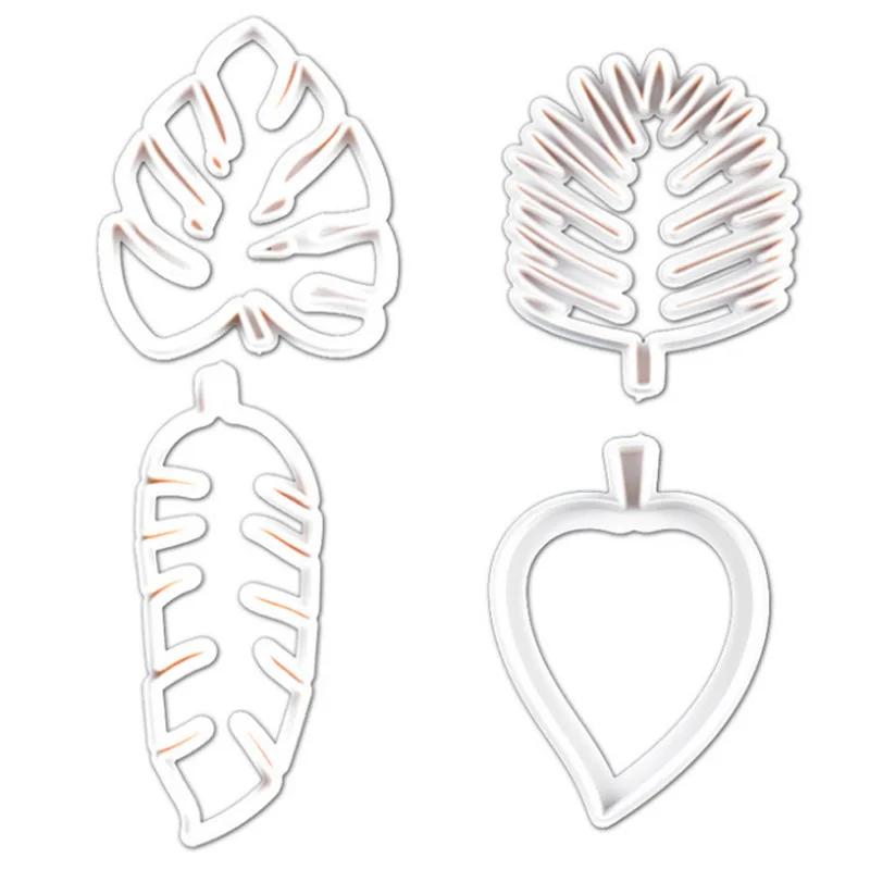 4pcs Hawaiian Leaves Fondant Cutters Set Gum Paste Sugarcraft Candy Luau Cake Decorating Tropical Leaf Cookie Cutter