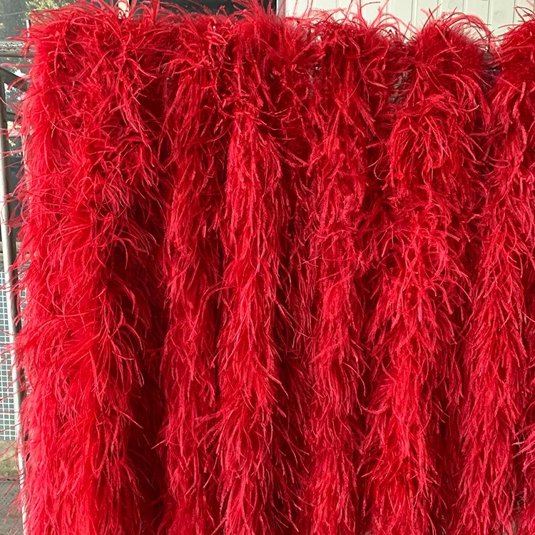 3ply Wholesale red Rose Madder Scarf Ostrich Feather Boa for Home Party Xmas Decor Craft Clothing Costume Dance Dress Accecssoy
