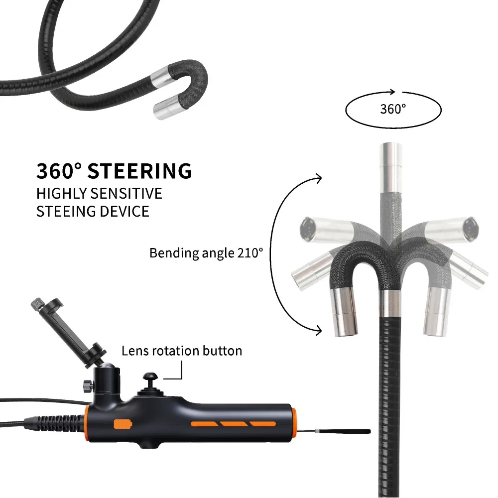 Mini Wifi USB Android Car Inspection Video Borescope Camera 360° Articulation Snake Camera Automotive Video Endoscope