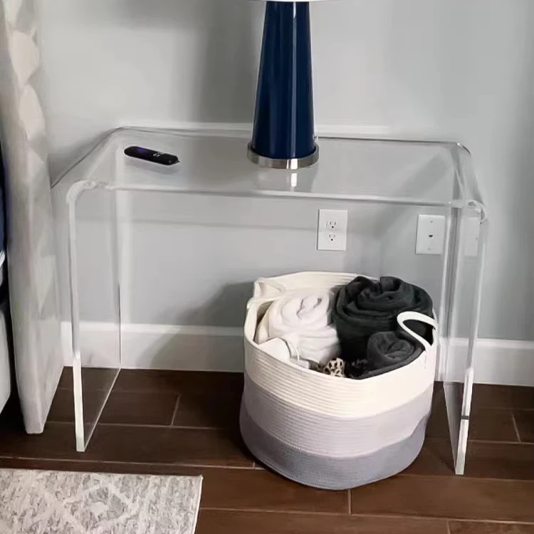 Modern design simple transparent acrylic office table long entrance table bedroom furniture bedside table custom size