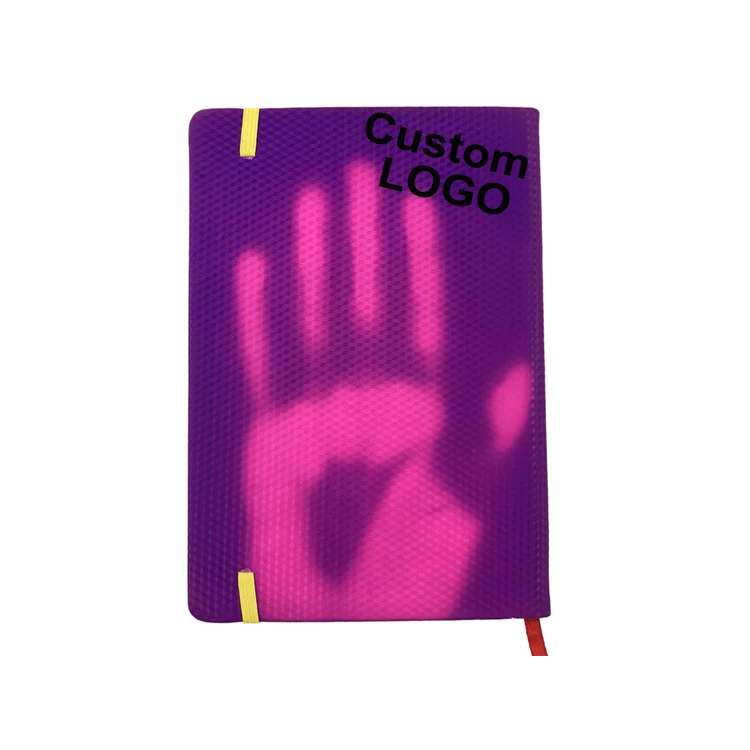 
Custom A5 Hardcover PU Leather Heat Discoloration Notebook with Elastic Band 