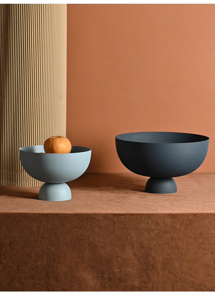 Morandi Color Matt Blue Series Metal Bowl Chocolate Tray For Wedding Banquet Arabic Ramadan Service Home Decor