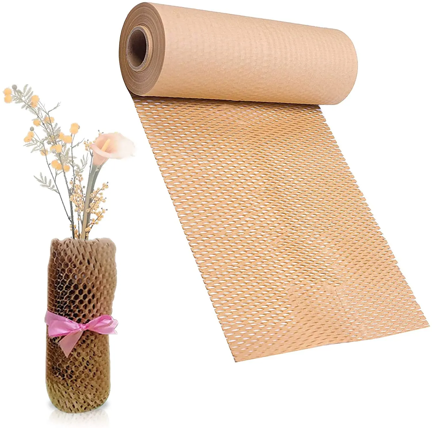 SZCX Kraft Pavkaging Black Packing Wrapping Sheet Craft Packaging Roll In LDPE Honeycomb Paper