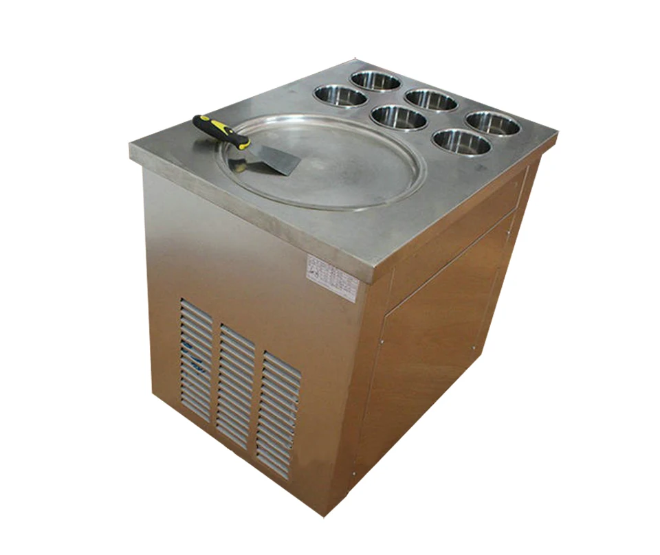 
mini ice cream roll machine with 35cm pan and 6 buckets. 110v or 220v fried ice cream machine 