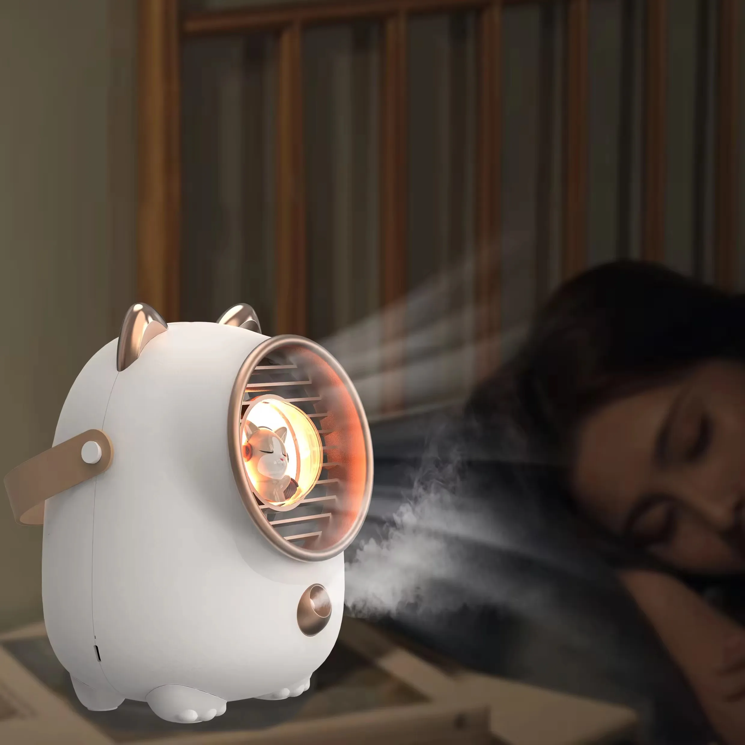Summer Battery Charging Cooling Turbine Water Cold Fan USB Desktop Humidity Spray Small Fan Battery Fan