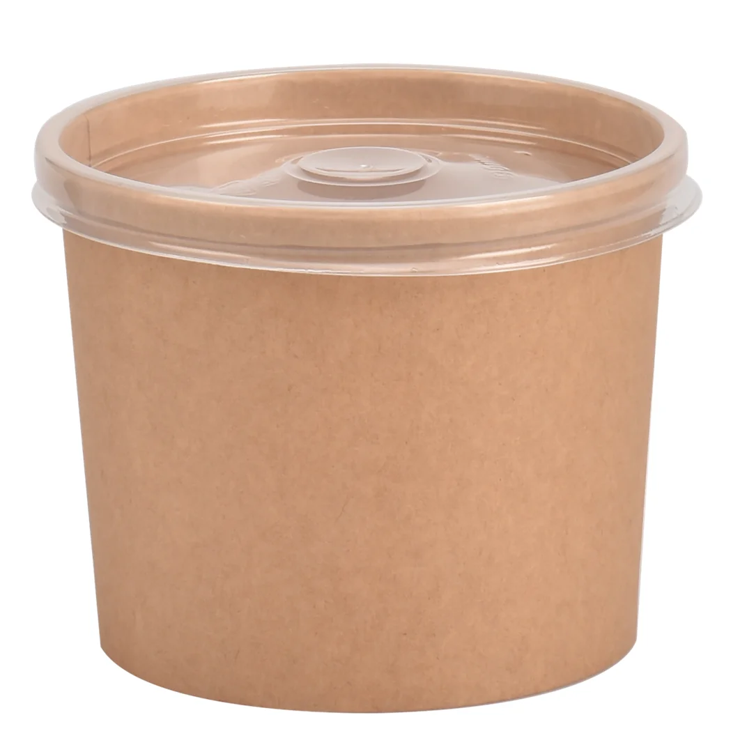 Kraft Cardboard Paper Soup Bowl Compostable Ice Cream Bowl White Paper Cups With PLA Inner Coating