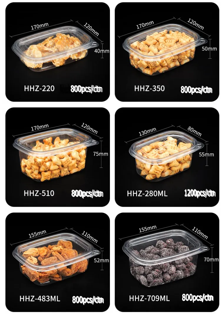 Factory disposable takeaway rectangle rpet deli box fruit salad plastic clear packaging fresh cut fruit container with lid
