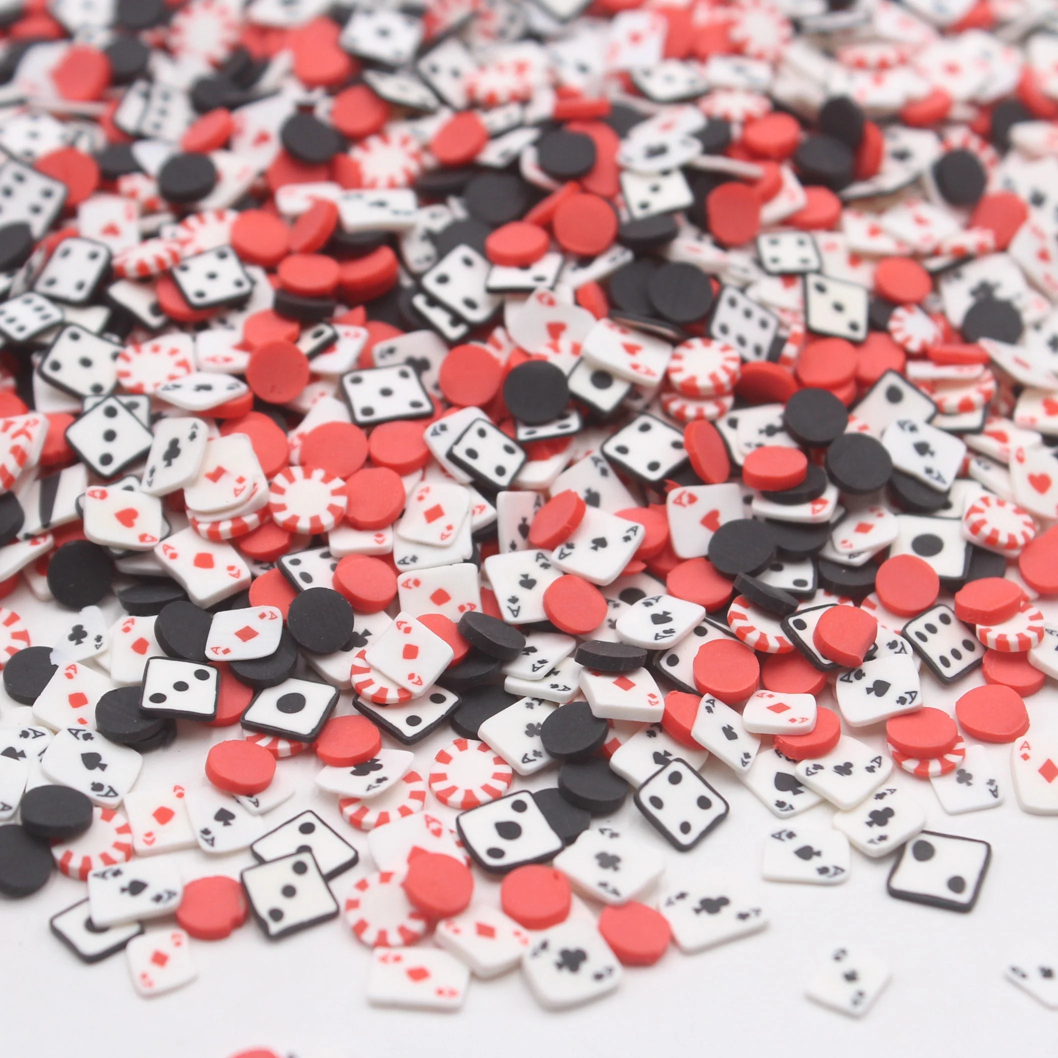 1KG Playing Card Dice Black Round Candy Faux Clay Slices Sprinkles Slime Supplies Craft Decoration