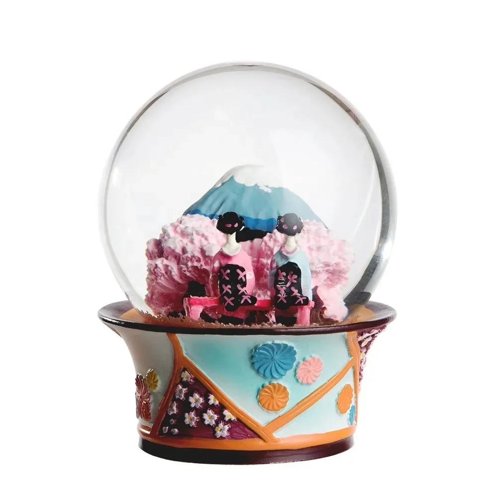 New StyleJapan Custom Design Souvenir Gift Floating Decoration Manufacturers Random Clear Crystal Empty Water Glass Snow Globe
