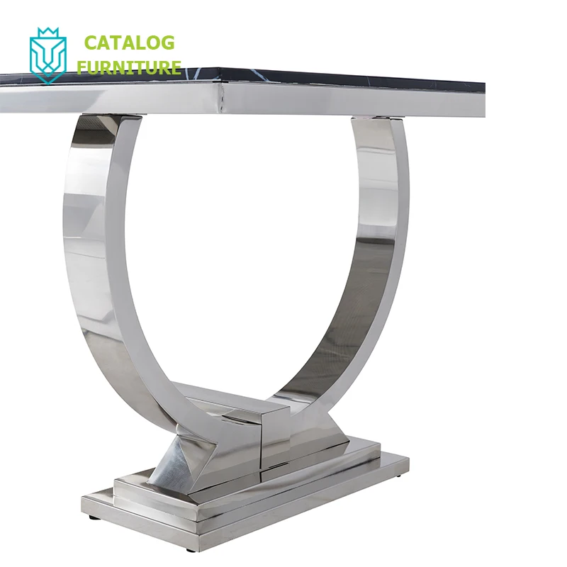 Italian Light Luxury Home Furniture Marble Tabletop Titanium Gold Leg Dining Table