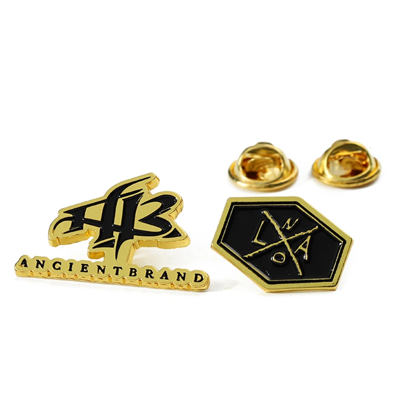 Wholesale Gold Plated Metal Soft Enamel Pin Custom Company Brand Letter Lapel Pin Badges Promotion Clothes Hat Pins for Suit Men