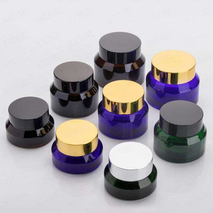 15g 30g 50g Slant Glass Jar Inclined Slope Shoulder Cream Container Cosmetics Empty Matte Frosted Amber Black Glass Cream Jar