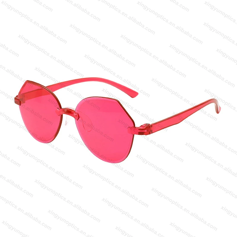 cheap rimless sun glasses Fashion for lady girl party event shape Plastic men women Sunglasses