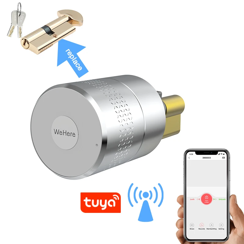 Tuya App Siri Key Manual UNLOCK Auto Smart Digital Lock EU Retrofit Lock Cylinder
