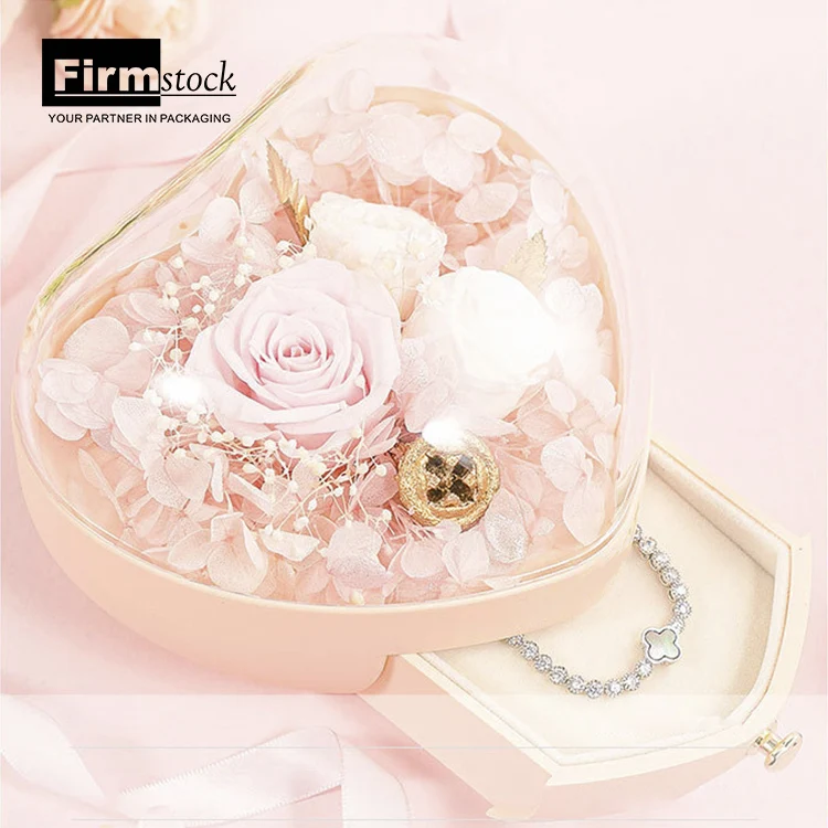  Роскошный ящик Forever Rose акриловый купол стеклянный подарок оптовая продажа Розовые ювелирные украшения с логотипом вечные розы