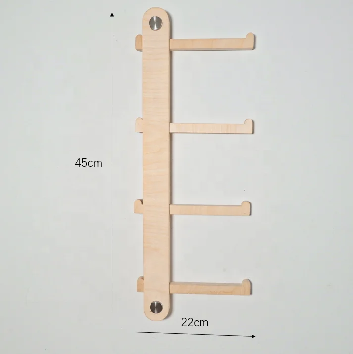Nursery Wooden Wall Hanger Decor Space Saving Wall Organizer Cloth And Hats Wooden Wall Rack For Babies And Kids