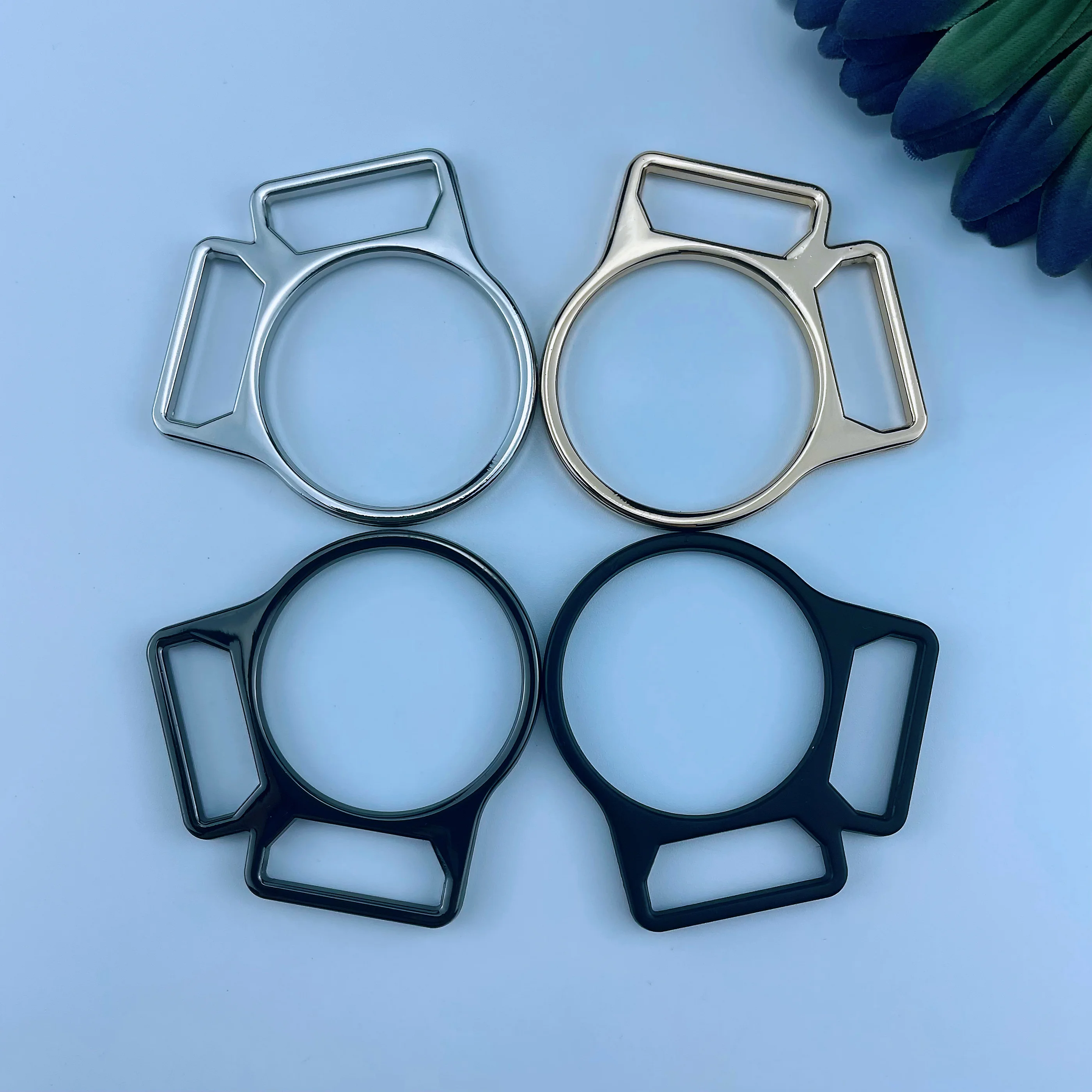 Custom logo metal buckle Metal Buckles rings rhinestone connector for dress garment accessories decorative