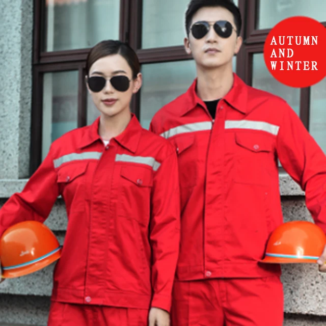 
Work clothes suit male reflective strip spring and winter long sleeve jacket sanitation project site garage service labor protec 