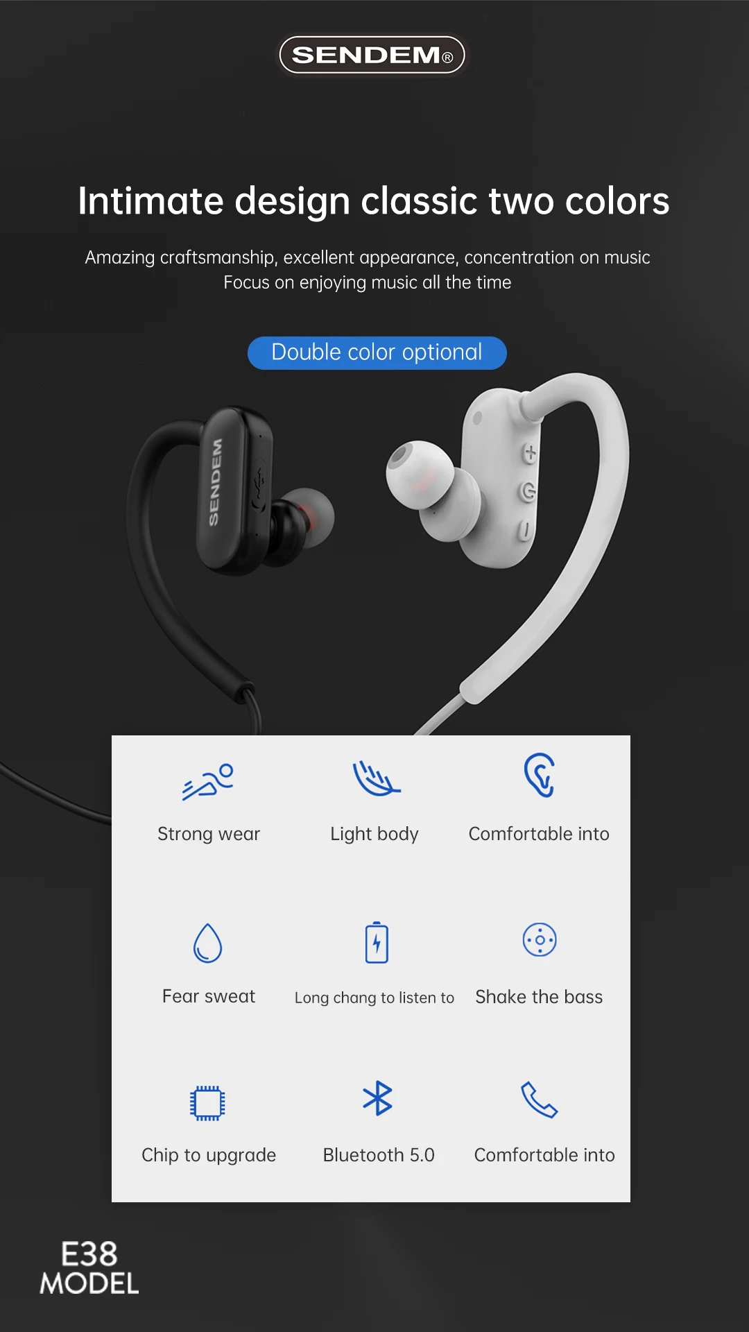 SENDEM NeckBand Headset Oem Cheap S720 Classic Neckband Earphones 2000 Mah 11 Hours Blue Tooth Wireless Neck Band Earphone