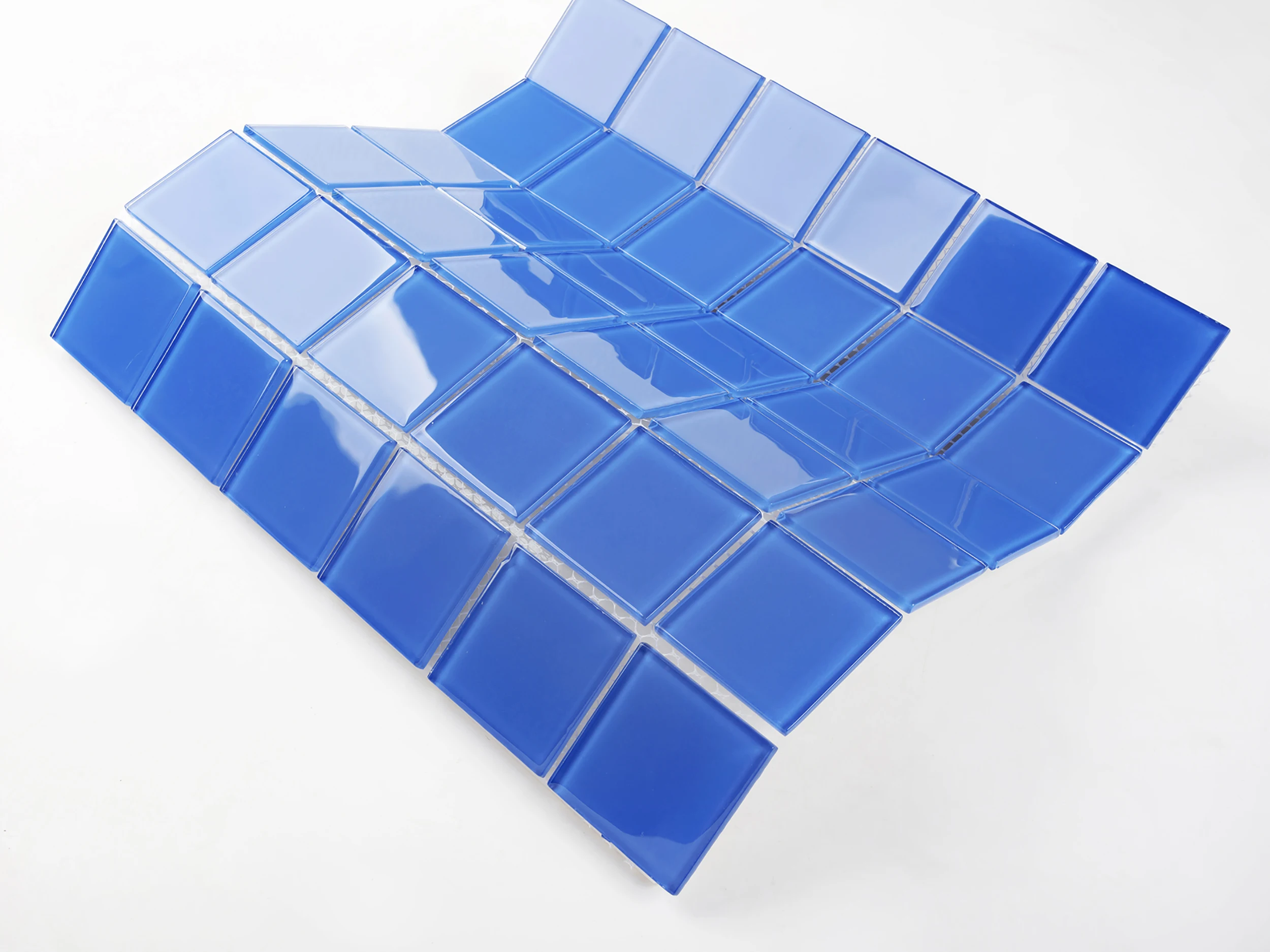 Wholesale China manufacturer 48x48 mm Decorative backsplash kitchen Blue Indoor Fiberglass Swimming Pool mosaic tiles