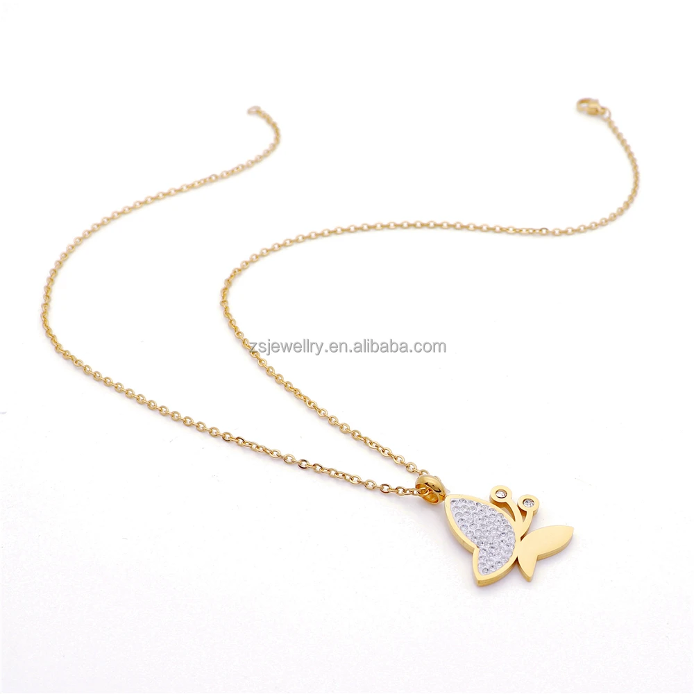 Kundan Stainless Steel 18K Gold Plated Butterfly Luxury Set Jewellery Women Jewelry Sets Zircon