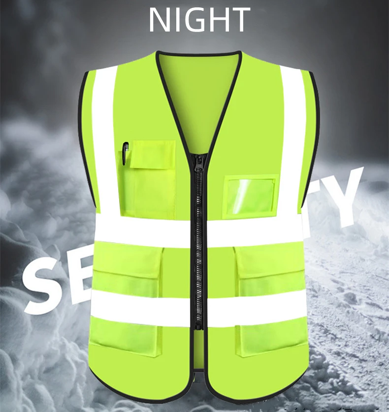 Reflective Vest Safety Vest Jacket Personal Clothing with Logo High Visibility Work Security Safety Reflective Wearing