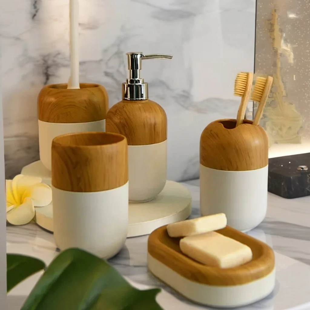 ASPIRE Modern Design 5-pcs Plastic Bathroom Accessory Set New Bathroom Sets