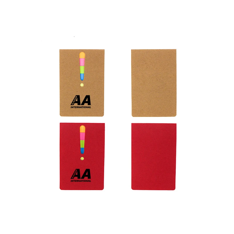 10.5 x 7cm Mini Pocket Custom Logo Printed Promotional Eco Friendly Recycled Kraft Paper Cover Sticky Notes