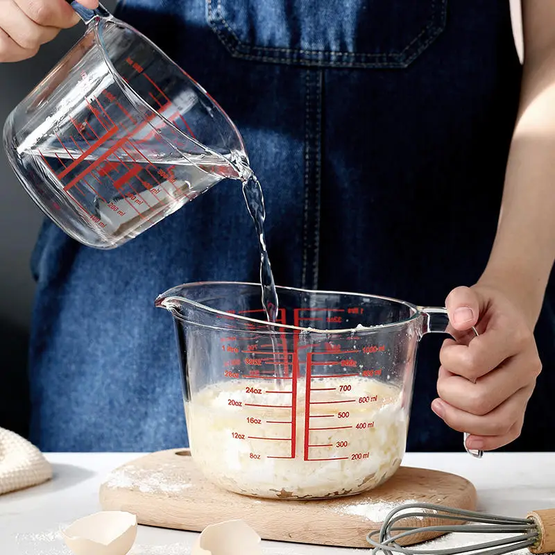 Factory Wholesale Creative Microwave Safe High Borosilicate Clear Glass Measuring Cups 500ml With Handle
