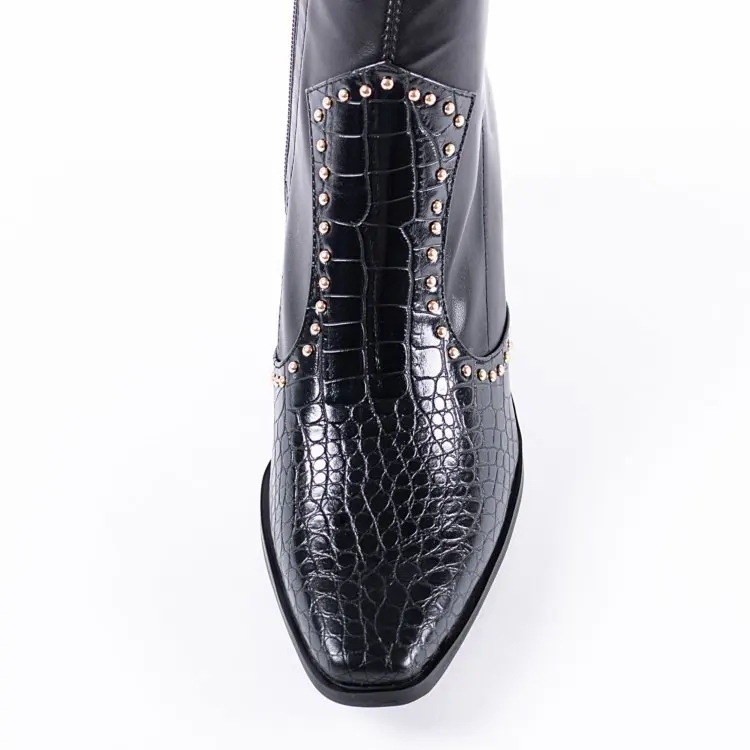 Motorcycle Western Cowboy Boots Women  Short Cossacks High Heels Cowgirl Booties Ankle botas Shoes