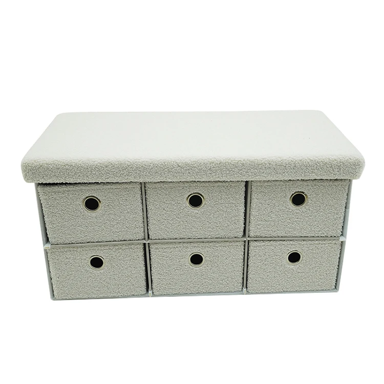 High Quality New Cabinets Creative Design Footstool Folding Ottoman Bench With Clothes Book Storage Box Drawers