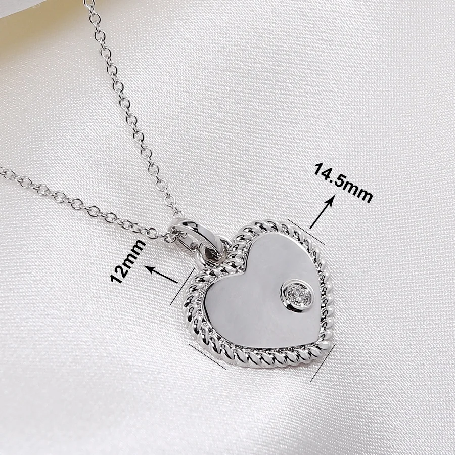 Custom Diamond CZ Pendant Jewellery  2022 Sterling Silver Twisted Edge 925 Plated Gold Heart Pendant Necklace
