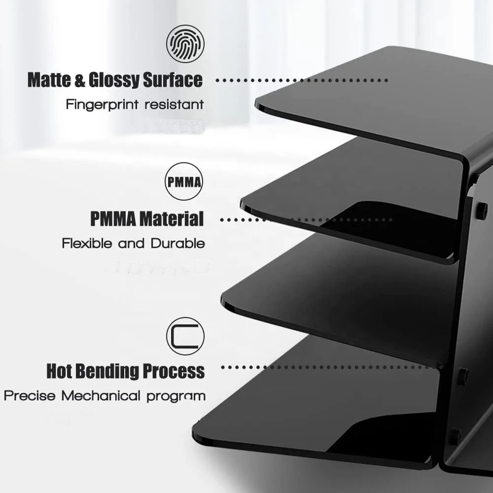 New Arrival Large Capacity 3-Tier Black Acrylic Gaming Keyboard Mouse Storage Holder Racks