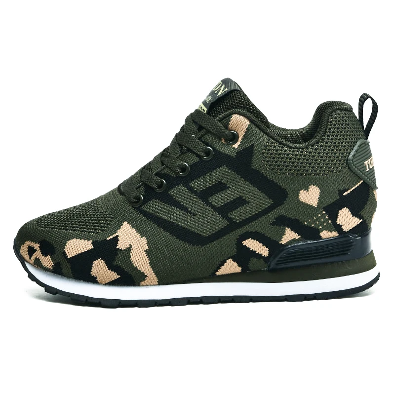 Camouflage Colour New Training Shoes Trekking Tennis Height Increasing Women Sneakers Walking Style Fitness Gym Training Shoes