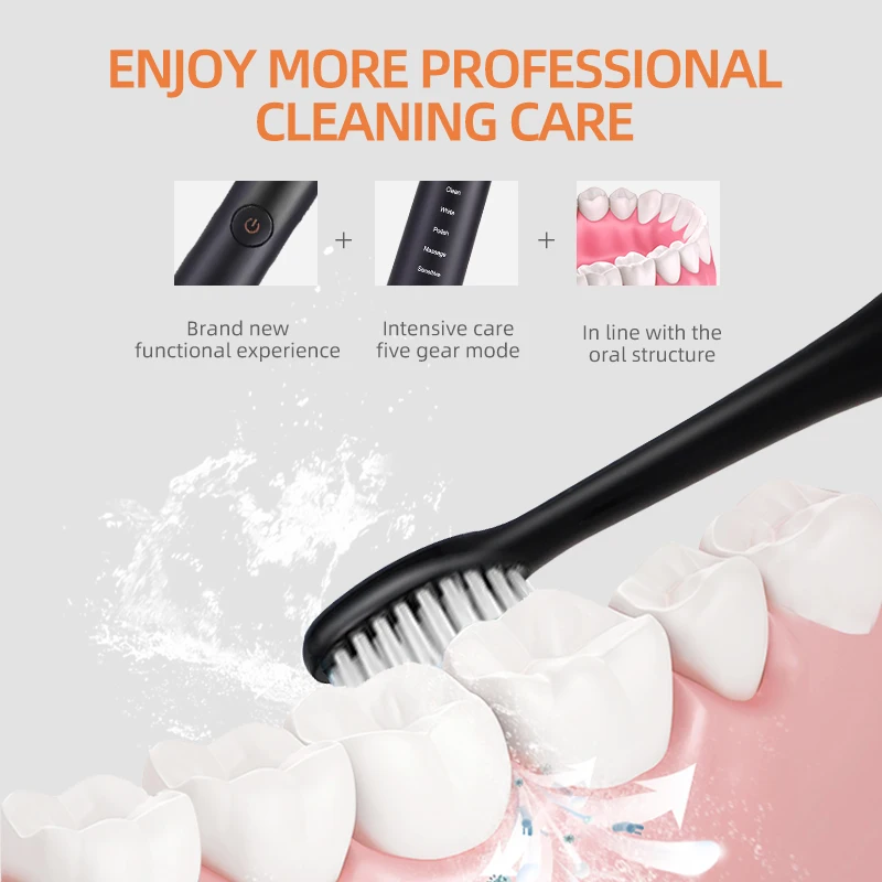 Звуковая электрическая зубная щетка магнитная левитация запатентованный двигатель высокочастотная вибрация звуковая