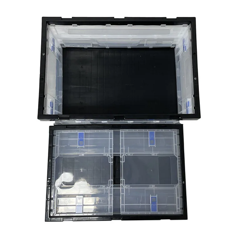 Manufacturer Collapsible Storage Plastic Folding Crates Turnover Boxes Foldable Storage Locked Collapsible with Lid Cover