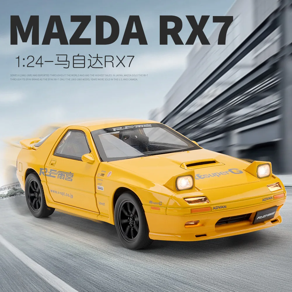 NEW 1:24 RX7 Alloy Car Model Toy Diecast Model With Sound And Light