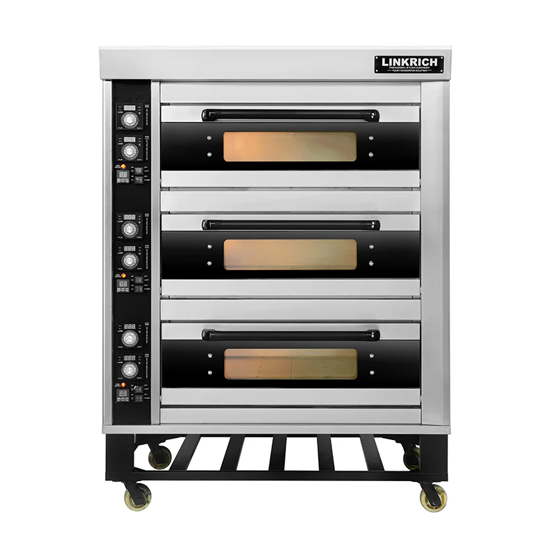 Commercial 380V/220V Electrical Deck Oven Bakery 3 Layers 6 Trays Stainless Steel Pizza Oven Food Bread Pizza Home Use-New Used