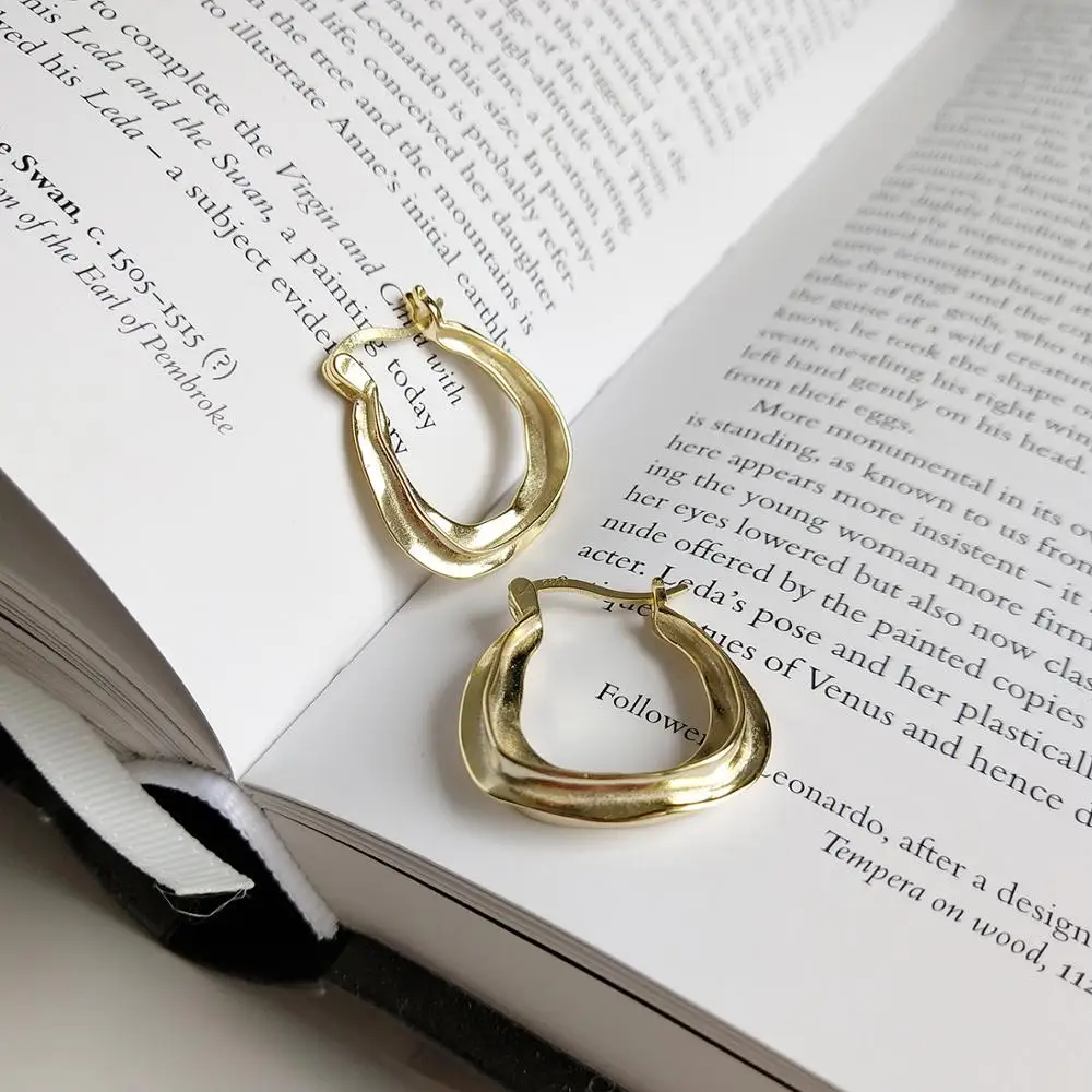 Morocco amorous 925 sterling silver irregular gold earring