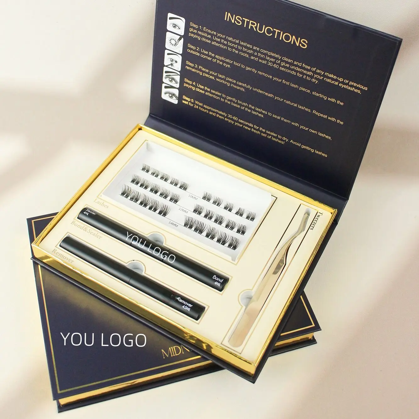 New Arrival custom korean vegan silk diy eyelashes cluster kit wholesale 20 MM c d dd curl vegan diy lash extension kit
