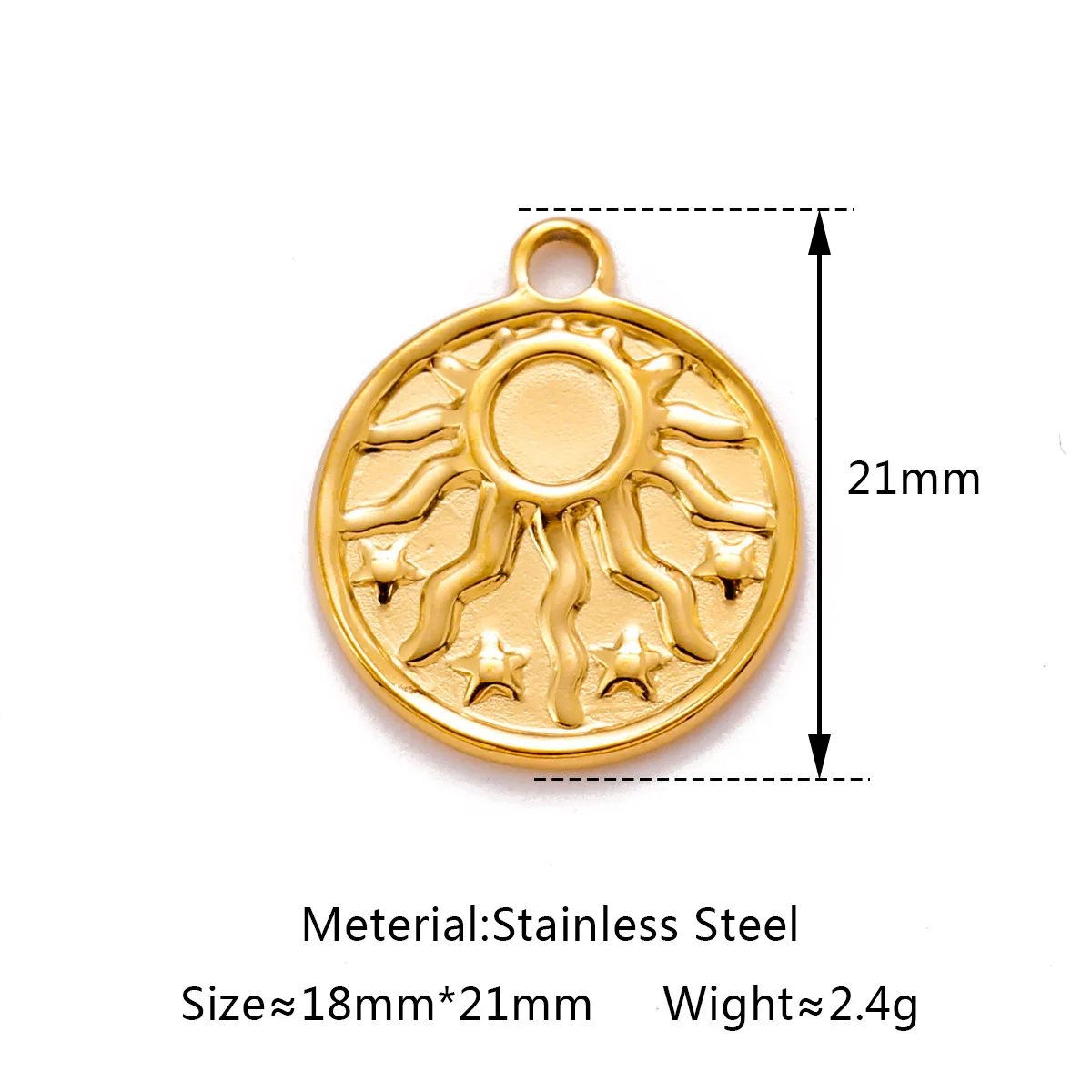 Stainless Steel Hydraulic Sun Star Pendant For Diy Necklaces Earrings Jewelry Accessories Supplies