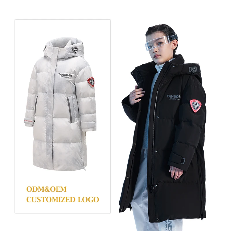 Детский пуховик на заказ, стеганое пуховое пальто, детская Длинная зимняя одежда, унисекс, зимние пальто с капюшоном для мальчиков и девочек, пуховики