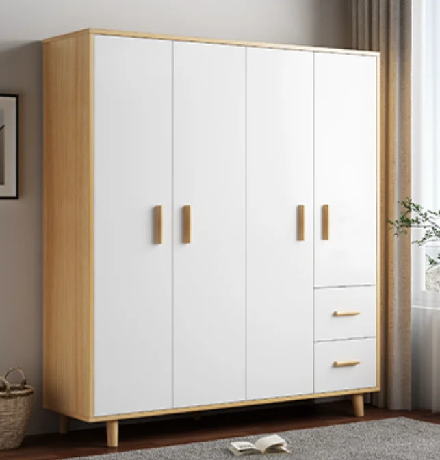 Factory direct selling modern simple Apartment Hotel solid wood foot wardrobe with storage room
