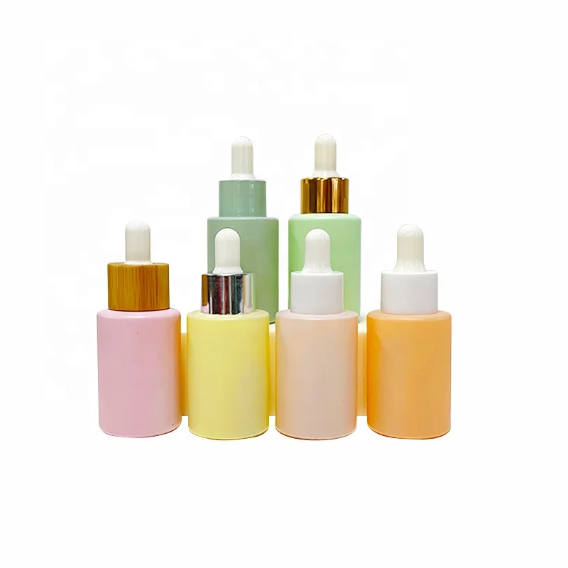Can Custom Printing Matte Cosmetic Packing 10ml 30ml 50ml 60ml 100ml Straight Round Shape Glass Essential Oil Bottle With Cap