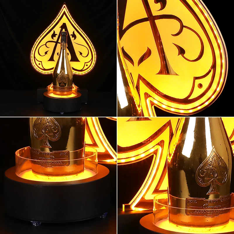 Bar VIP LED Sign Serving Trays Wine Glorifier Display Racks Ace Of Spade Champagne Bottle Presenter for nightclub