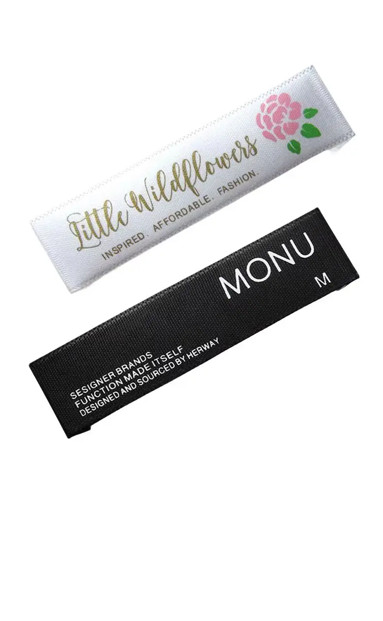 Sublimation Garment woven label clothing size label Custom Brand Logo label printing iron on logo clothing  tags for brand