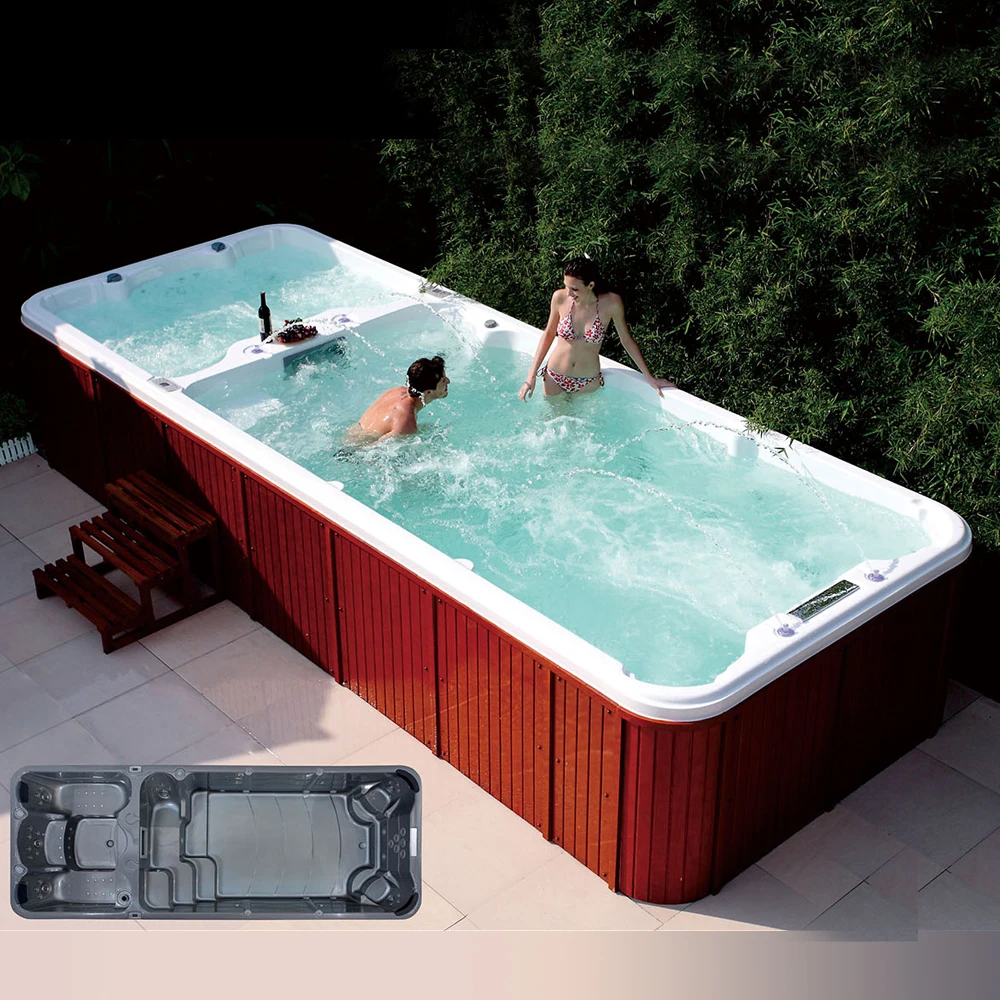 Balboa Outdoor Swim Spa 6M Small Ground Swimming Pool with Waterfall Feature for Outdoor Leisure