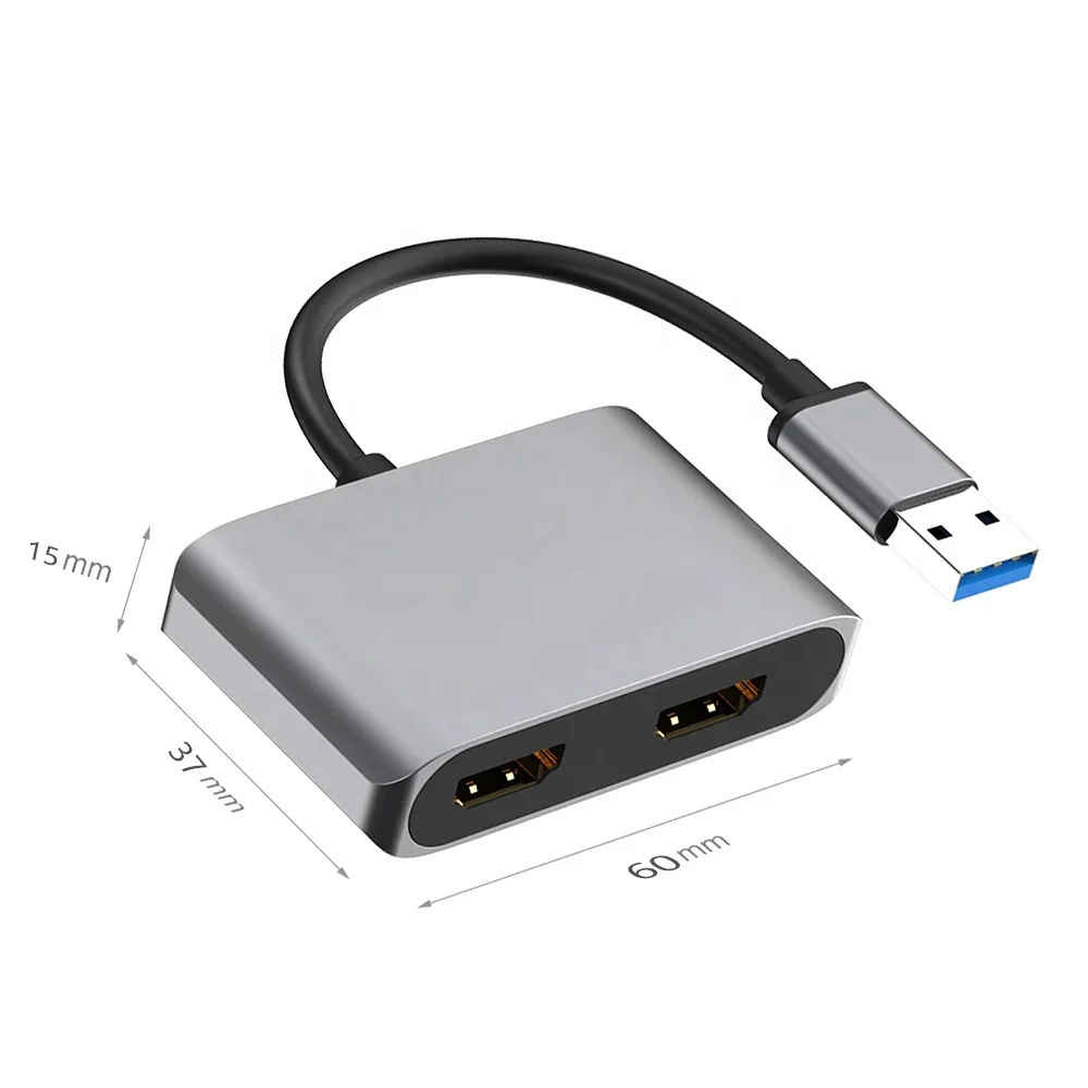 Адаптер USB 3 0-HDMI с двумя портами-Внешняя видеокарта и видеокарта-адаптер Type-A-HDMI мониторами