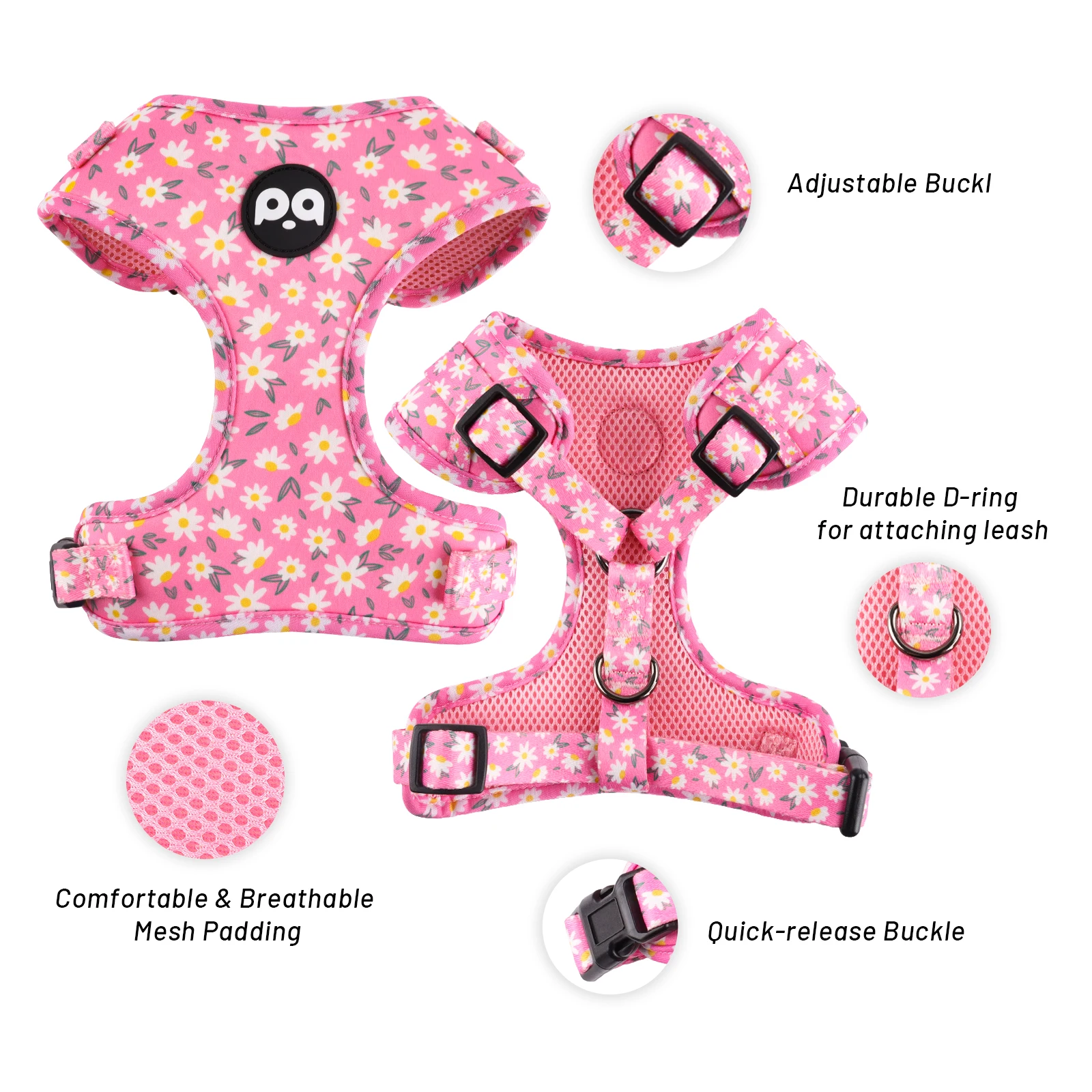 OEM Pet Accessories Mesh Dog Harnesses Set Comfortable Puppy Chest Print Pattern Dog Harness And Leash Set / Harnais pour chiens