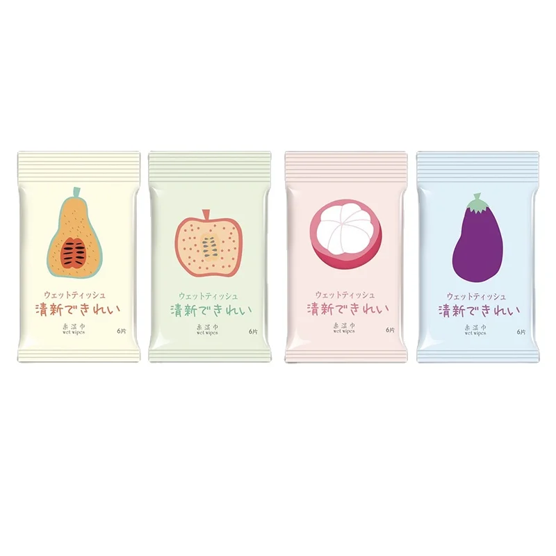 Wholesale cheap  6 pieces travel portable cleaning wipes